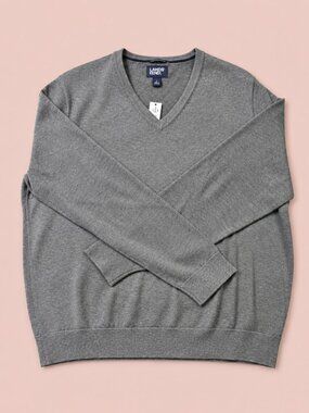 Lands’ End Gray V-Neck Long Sleeve Sweater Men’s Size L